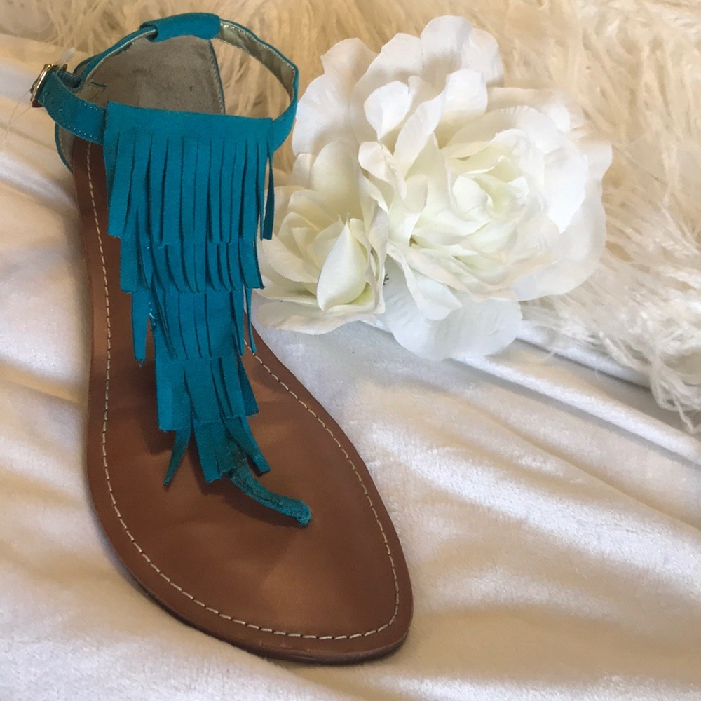 Carlos Trinidad Fringe T-Strap Sandals